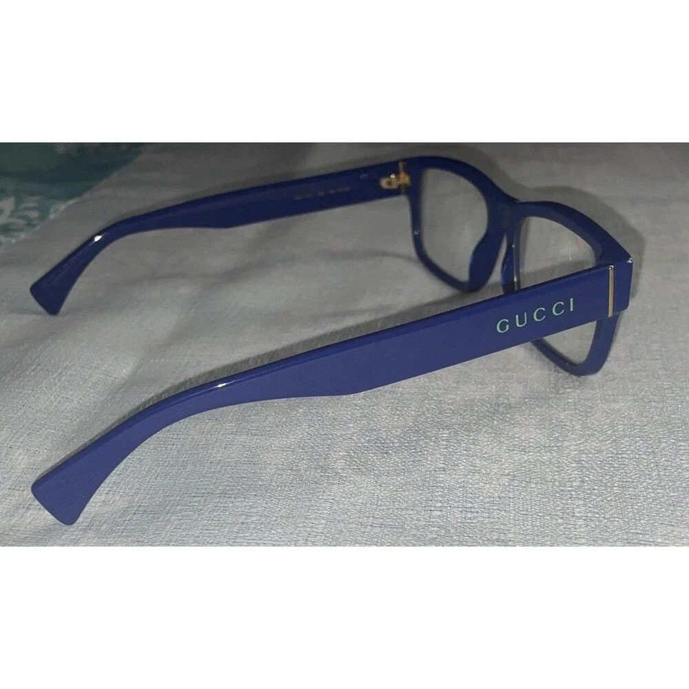 GUCCI GG1141O 002 Blue  Gold Trim 56mm Eyeglass Frames  /Sunglass Frames Only